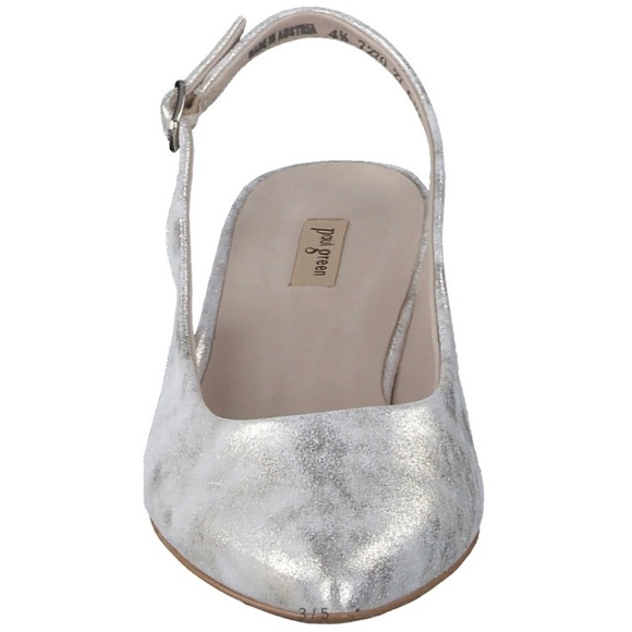 NWOB Paul Green Rio Pointed Toe Kitten Heel Slingback Antik Metallic Suede 7.5. - Picture 11 of 11